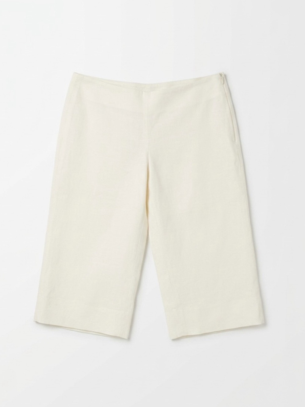 Early 2000s Kulson Italy Vintage Off-White Linen Cropped Capri Pants